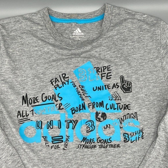 Adidas Boys Youth T-Shirt Size L (14/16) 3 Stripe Logo Kids Sports - Picture 2 of 7